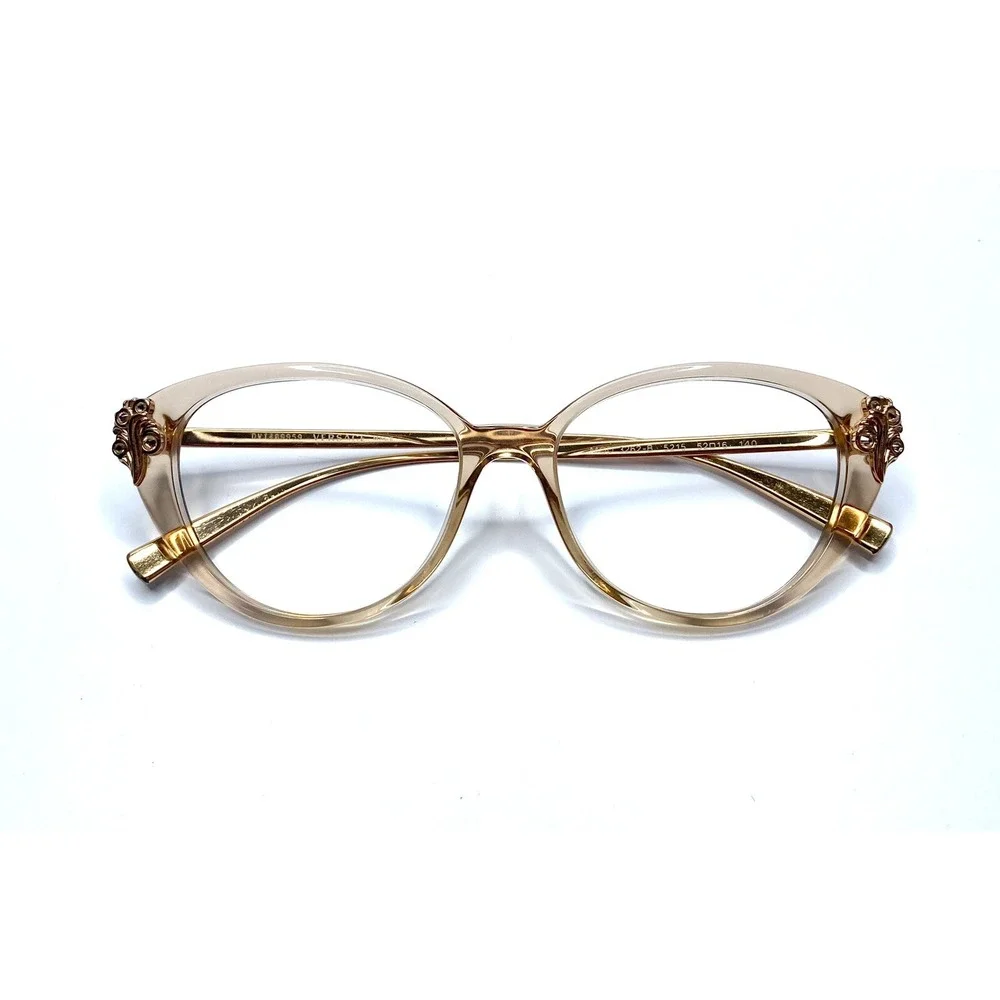 Versace Tan Clear Rose Gold Cat Eye Eyeglasses Italy MOD.3262-B 5215 52 16 140